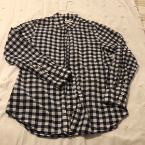 J.Crew navy check button down top.